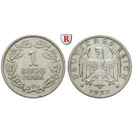Weimarer Republik, 1 Reichsmark 1927, F, ss-vz, J. 319