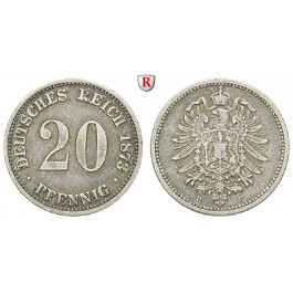 Deutsches Kaiserreich, 20 Pfennig 1873, B, ss, J. 5