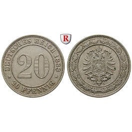 Deutsches Kaiserreich, 20 Pfennig 1888, J, vz-st, J. 6
