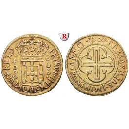 Brasilien, Pedro II. von Portugal, 4000 Reis 1700, ss-vz