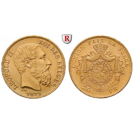 Belgien, Königreich, Leopold II., 20 Francs 1875, 5,81 g fein, vz-st
