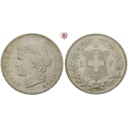 Schweiz, Eidgenossenschaft, 5 Franken 1908, ss-vz