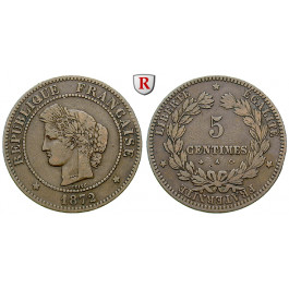 Frankreich, III. Republik, 5 Centimes 1872, ss