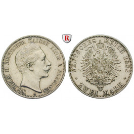Deutsches Kaiserreich, Preussen, Wilhelm II., 2 Mark 1888, A, ss-vz, J. 100