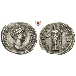 Römische Kaiserzeit, Faustina I., Frau des Antoninus Pius, Denar 139-141, ss+