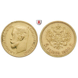 Russland, Nikolaus II., 5 Rubel 1900, 3,87 g fein, ss+