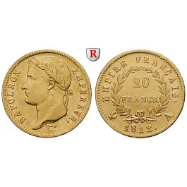 Frankreich, Napoleon I. (Kaiser), 20 Francs 1812, 5,81 g fein, ss-vz