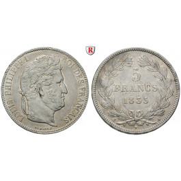 Frankreich, Louis Philippe, 5 Francs 1835, ss-vz