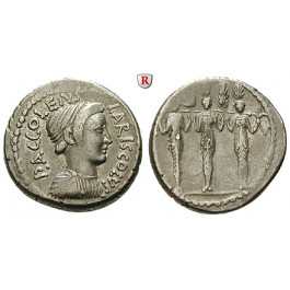 Römische Republik, P. Accoleius Lariscolus, Denar 43 v.Chr., ss+