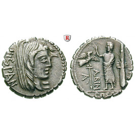 Römische Republik, A. Postumius, Denar, serratus 81 v.Chr., f.vz