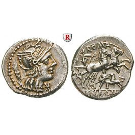 Römische Republik, Cn. Domitius Ahenobarbus, Denar 128 v.Chr., vz