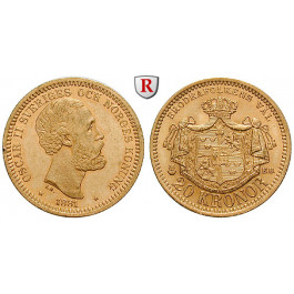 Schweden, Oskar II., 20 Kronor 1881, 8,06 g fein, vz/vz-st