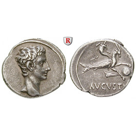 Römische Kaiserzeit, Augustus, Denar 18-16 v.Chr., f.vz