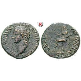 Römische Kaiserzeit, Claudius I., Dupondius 41-50, ss+/ss