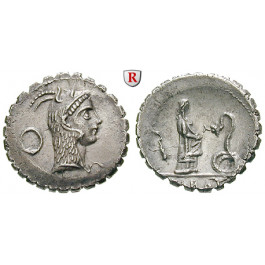 Römische Republik, L. Roscius Fabatus, Denar, serratus 64 v.Chr., vz+