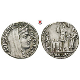 Römische Republik, L. Aemilius Lepidus Paullus, Denar 62 v.Chr., ss-vz