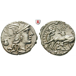 Römische Republik, Sext. Pompeius Fostlus, Denar 137 v.Chr., vz