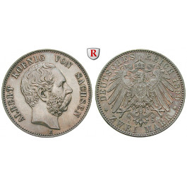 Deutsches Kaiserreich, Sachsen, Albert, 2 Mark 1899, E, f.vz/vz-st, J. 124