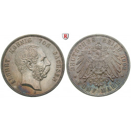 Deutsches Kaiserreich, Sachsen, Albert, 5 Mark 1902, E, vz/vz-st, J. 125