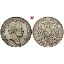 Deutsches Kaiserreich, Sachsen, Friedrich August III., 5 Mark 1907, E, vz/st, J. 136
