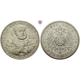 Deutsches Kaiserreich, Sachsen-Weimar-Eisenach, Wilhelm Ernst, 5 Mark 1908, Universität Jena, vz+, J. 161