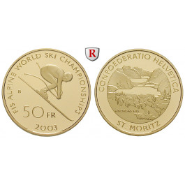 Schweiz, Eidgenossenschaft, 50 Franken 2003, 10,16 g fein, PP