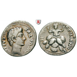 Römische Kaiserzeit, Augustus, Denar 18 v.Chr., ss+