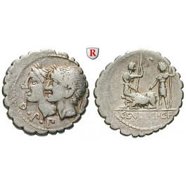 Römische Republik, C. Sulpicius Galba, Denar, serratus, ss