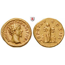 Römische Kaiserzeit, Marcus Aurelius, Caesar, Aureus 160-161, vz/ss-vz