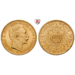 Deutsches Kaiserreich, Preussen, Wilhelm II., 20 Mark 1904, A, vz/vz-st, J. 252