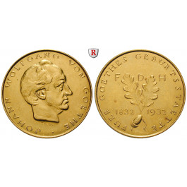 Personenmedaillen, Goethe, Johann Wolfgang von - Deutscher Dichter, Goldmedaille 1932, 2,34 g fein, ss-vz