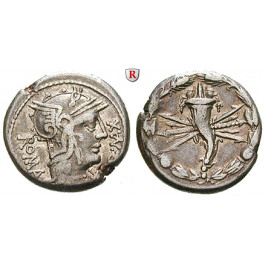 Römische Republik, Q. Fabius Maximus, Denar 127 v.Chr., ss+