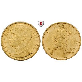 Italien, Königreich, Vittorio Emanuele III., 50 Lire 1932, 3,96 g fein, vz+