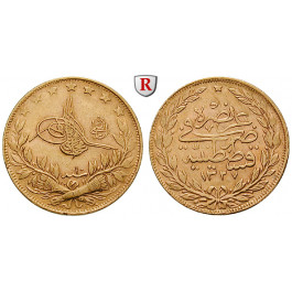 Osmanisches Reich, Mohammed V., 100 Piaster 1917, 6,62 g fein, ss