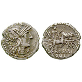 Römische Republik, C. Aburius Geminus, Denar 134 v.Chr., ss