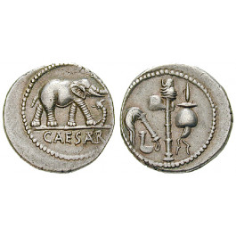 Römische Republik, Caius Iulius Caesar, Denar 49-48 v.Chr., f.vz