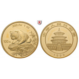 China, Volksrepublik, 100 Yuan 1999, 31,1 g fein, st
