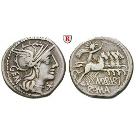 Römische Republik, M. Aburius Geminus, Denar 132 v.Chr., ss