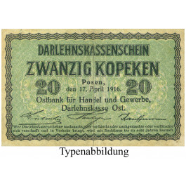 Darlehnskasse Ost, Posen, 20 Kopeken 17.04.1916, II, Rb. 457
