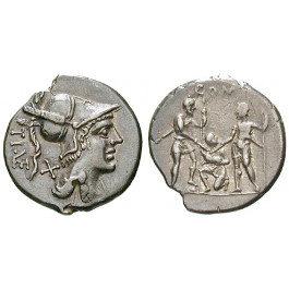 Römische Republik, Ti. Veturius, Denar 137 v.Chr., ss+