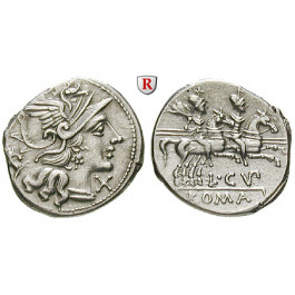 Römische Republik, L. Cupiennius, Denar 147 v.Chr., ss-vz