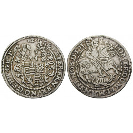 Mansfeld, Grafschaft, Mansfeld-Vorderort-Friedeburg, Peter Ernst I., Bruno II., Gebhard VIII., Joh.Georg IV., Reichstaler 1593, ss-vz