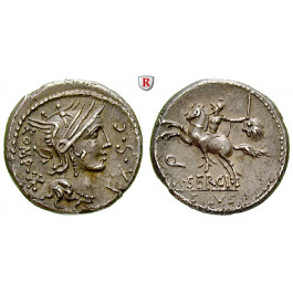 Römische Republik, M. Sergius Silus, Denar 116-115 v.Chr., vz