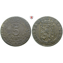 Nebengebiete, Gent, 5 Franken 1918, vz, J. zu 616