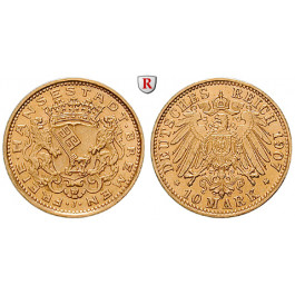 Deutsches Kaiserreich, Bremen, 10 Mark 1907, J, f.st, J. 204