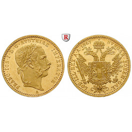 Österreich, Kaiserreich, Franz Joseph I., Dukat 1867, 3,44 g fein, vz/vz-st