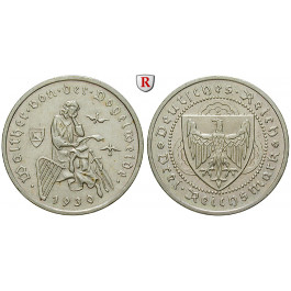 Weimarer Republik, 3 Reichsmark 1930, Vogelweide, E, vz, J. 344