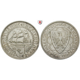 Weimarer Republik, 5 Reichsmark 1927, Bremerhaven, A, ss-vz, J. 326