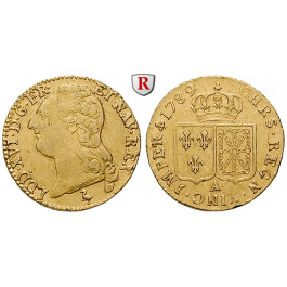 Frankreich, Louis XVI., Louis d´or au buste nue 1789, ss