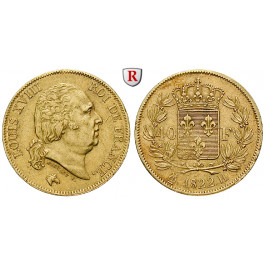 Frankreich, Louis XVIII., 40 Francs 1822, 11,61 g fein, ss-vz